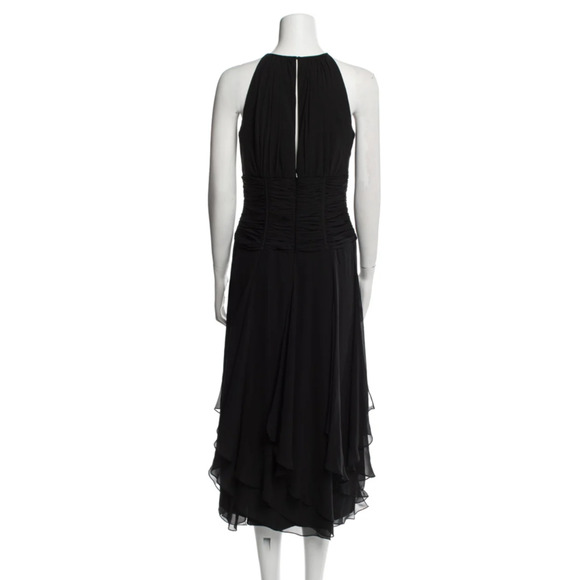 NWT CARMEN MARC VALVO Signature Black Silk Formal dress sz 14 halter sleeveless - Picture 13 of 13